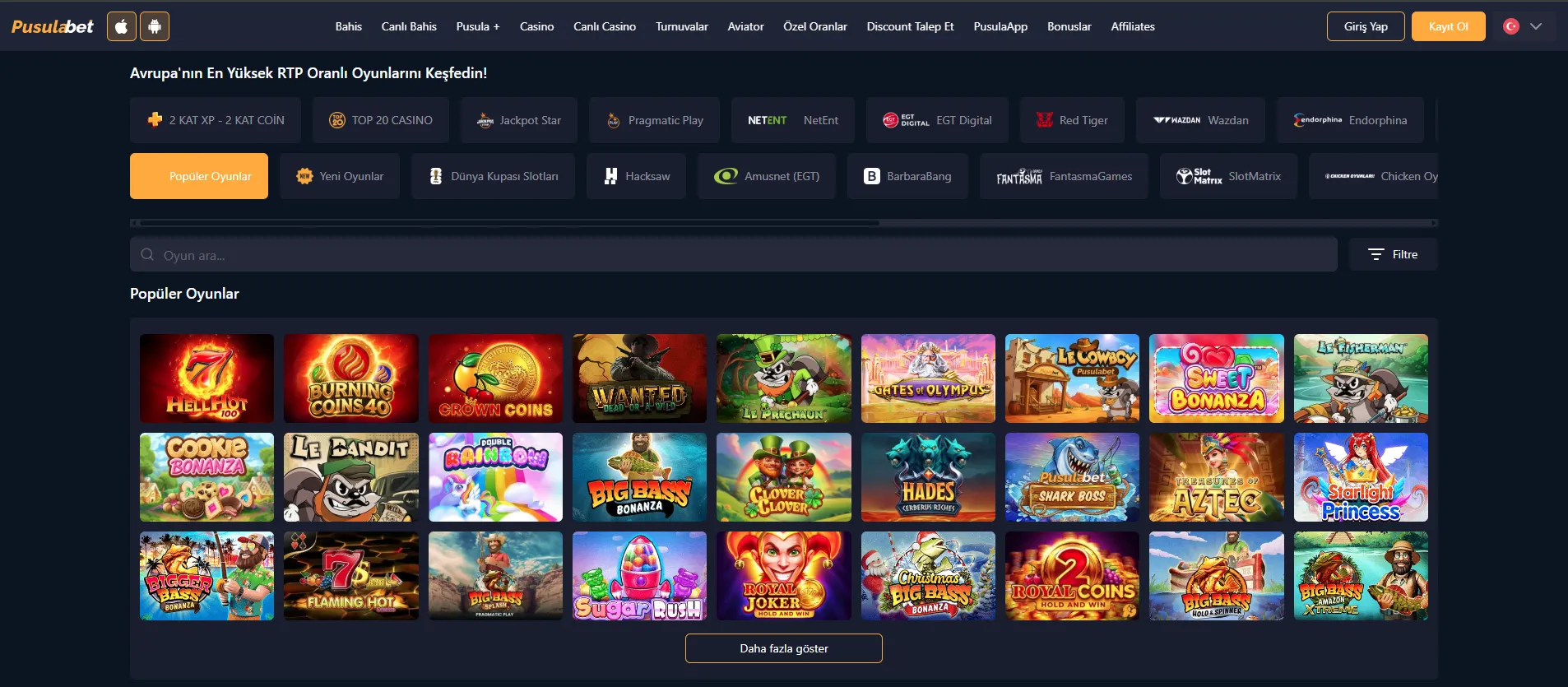 Pusulabet slot oyunları ve popüler sağlayıcılar